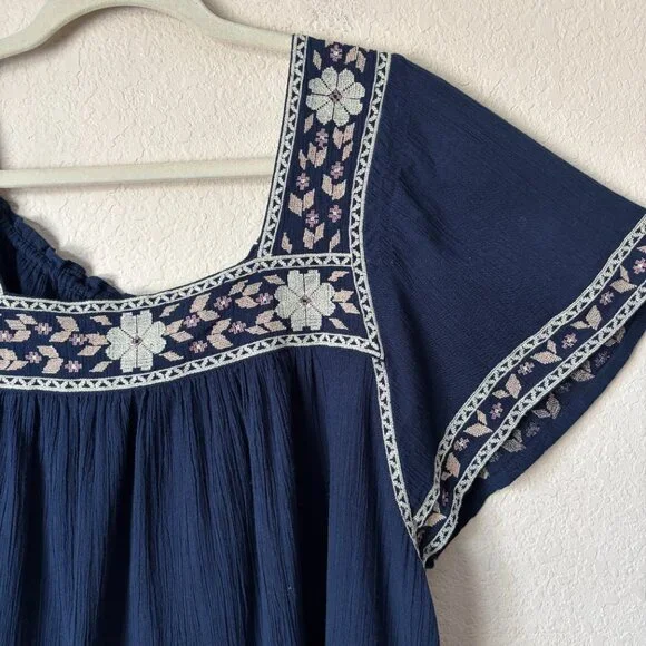 Madewell 1X Plus Boho Embroidered Square-Neck Top - Picture 4 of 16